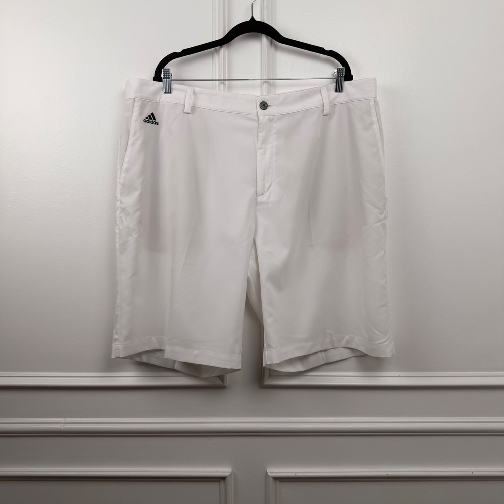 Adidas Climalite Mens White Golf Shorts Size 42 3-Stripe Performance Athletic